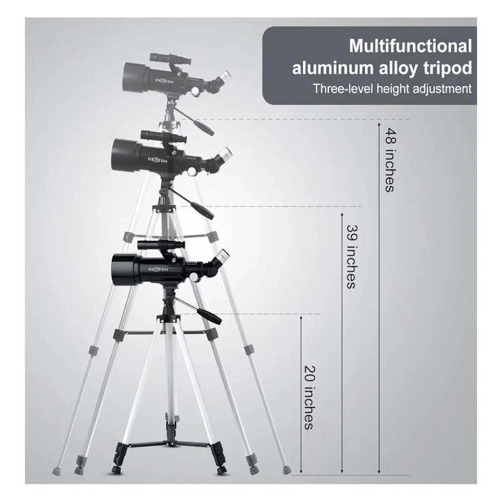 HEXEUM 70mm Astronomical Telescope Refractor Altazimuth Tripod Phone Mount